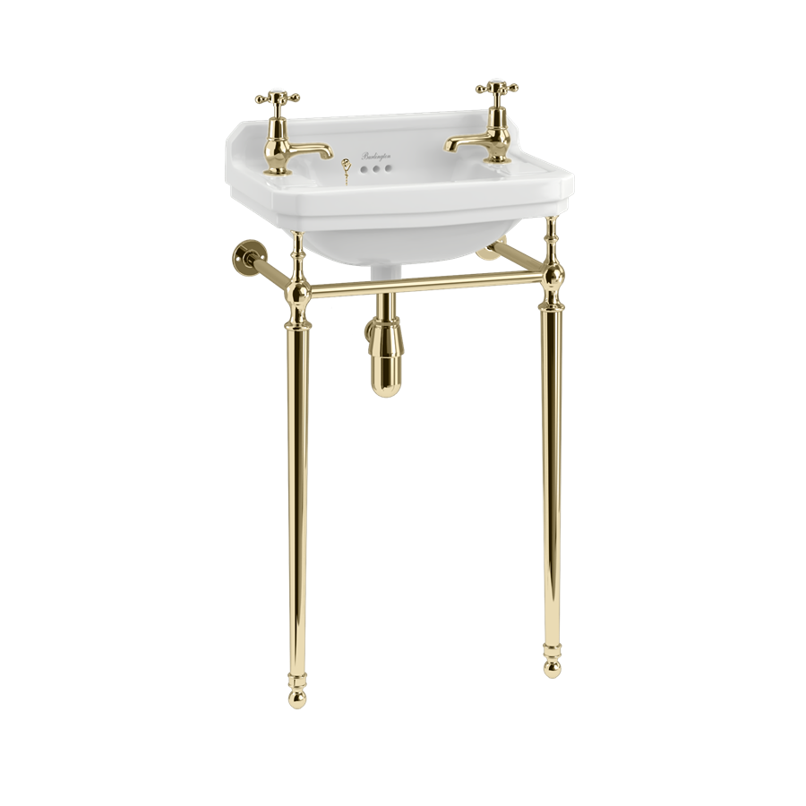 Edwardian 510mm Cloakroom Basin with Gold Washstand